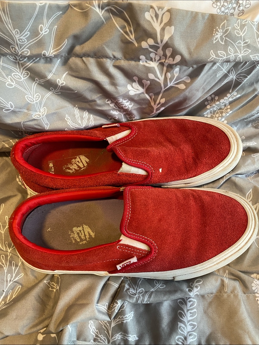 Vans Red Slip-On Suede Sneakers